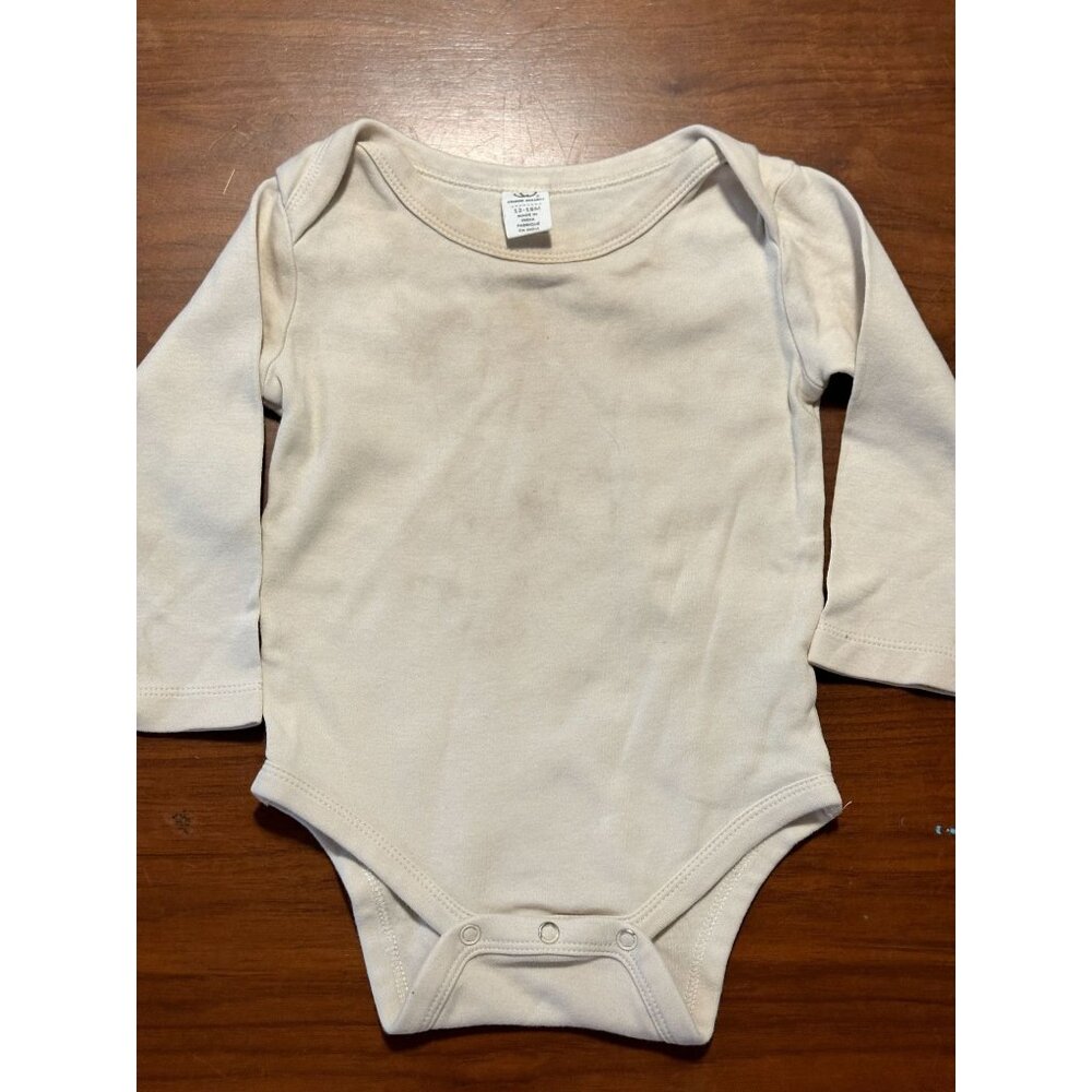 Colored Organics Infant Long Sleeve Onesie 12-18M Cotton Cream
